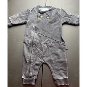 Kidding Around Neutral Gray Baby Toddler Cotton Romper  3 Months Edge Cool